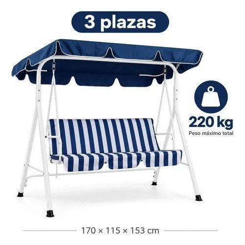 Sillon Columpio Just Home 3 Personas 170 cm Rayas Azul-2