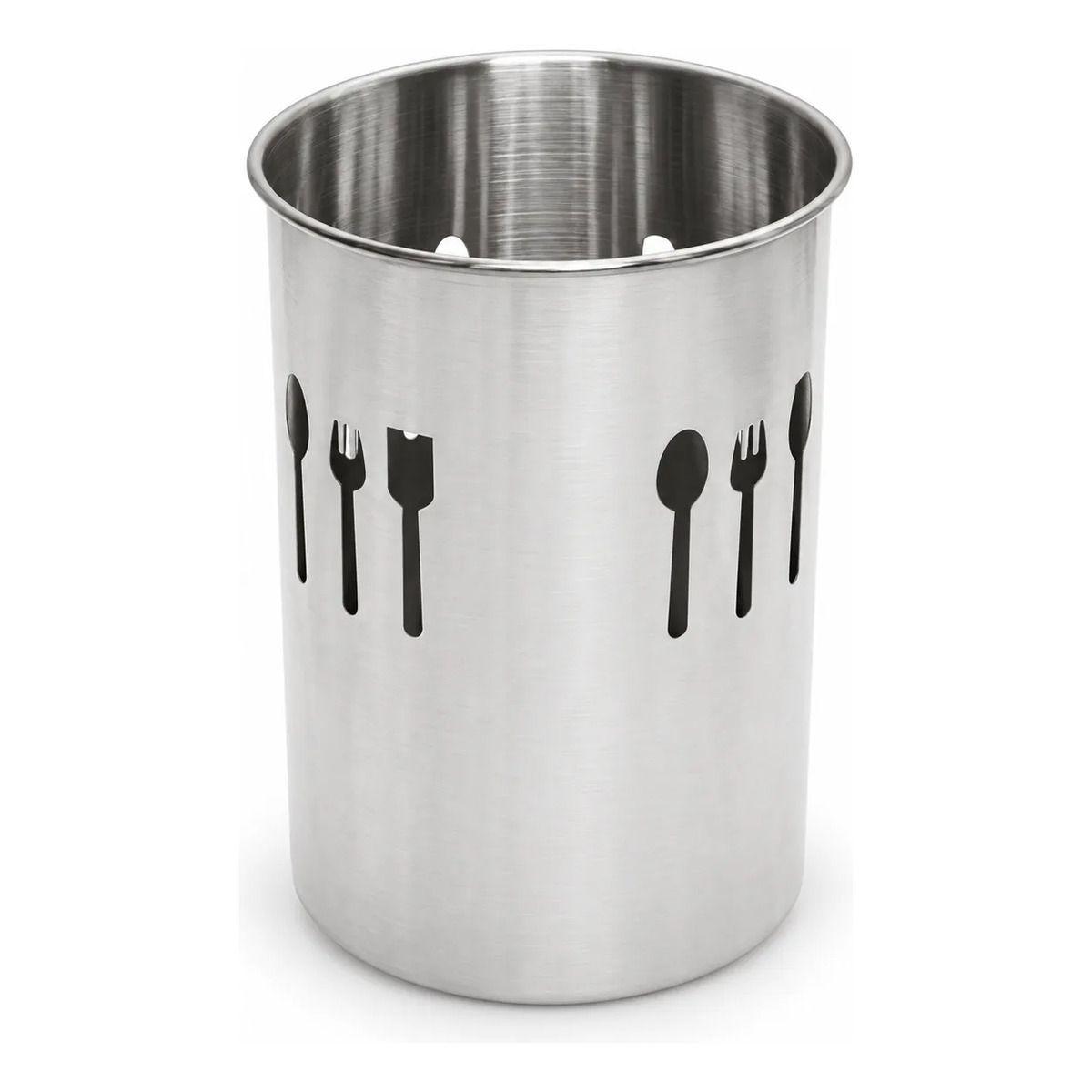 Organizador Porta Cubiertos Cilindrico Acero Inoxidable 15 cm-0