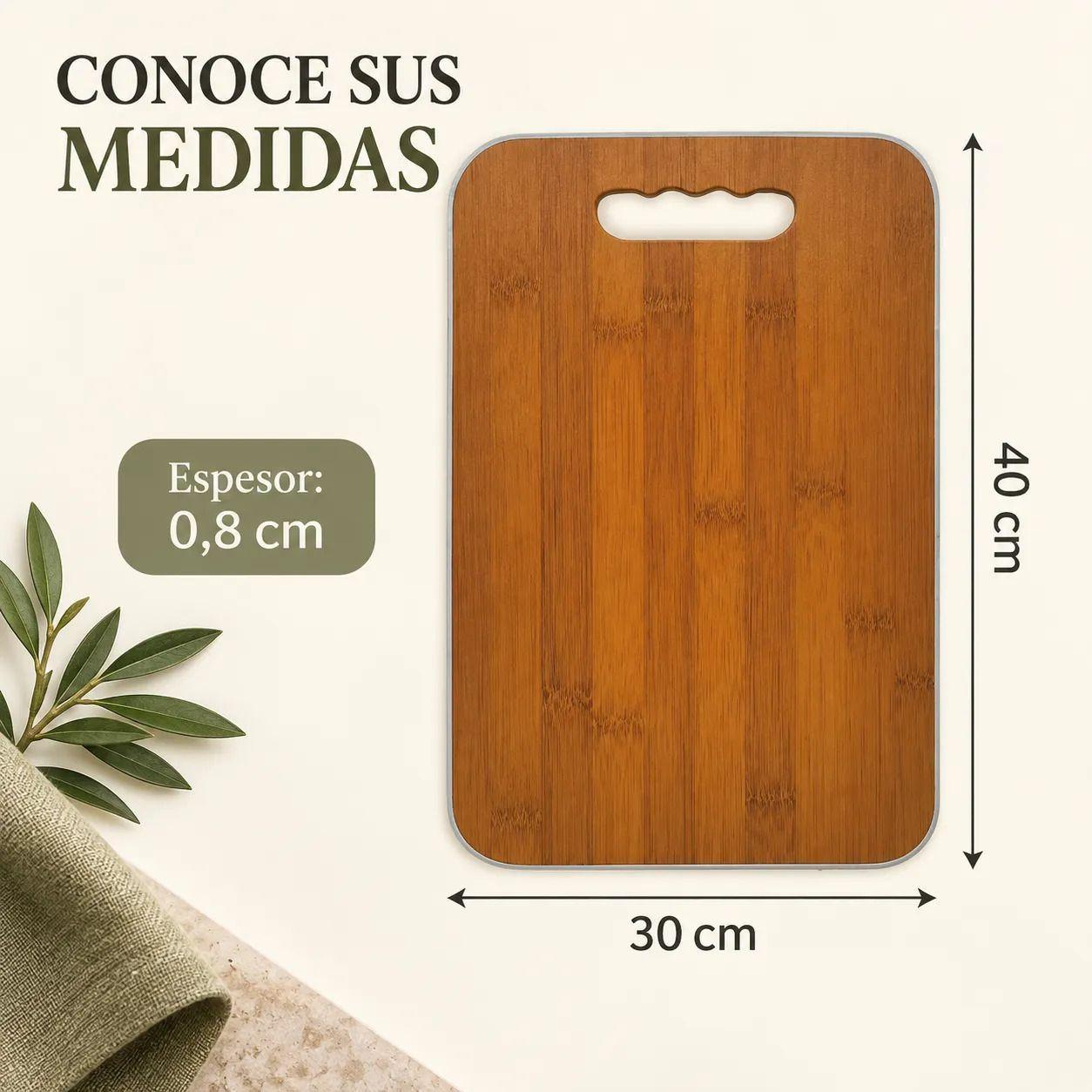 Tabla de Picar de Bambu Rectangular 40 x 30 cm con Asa-1