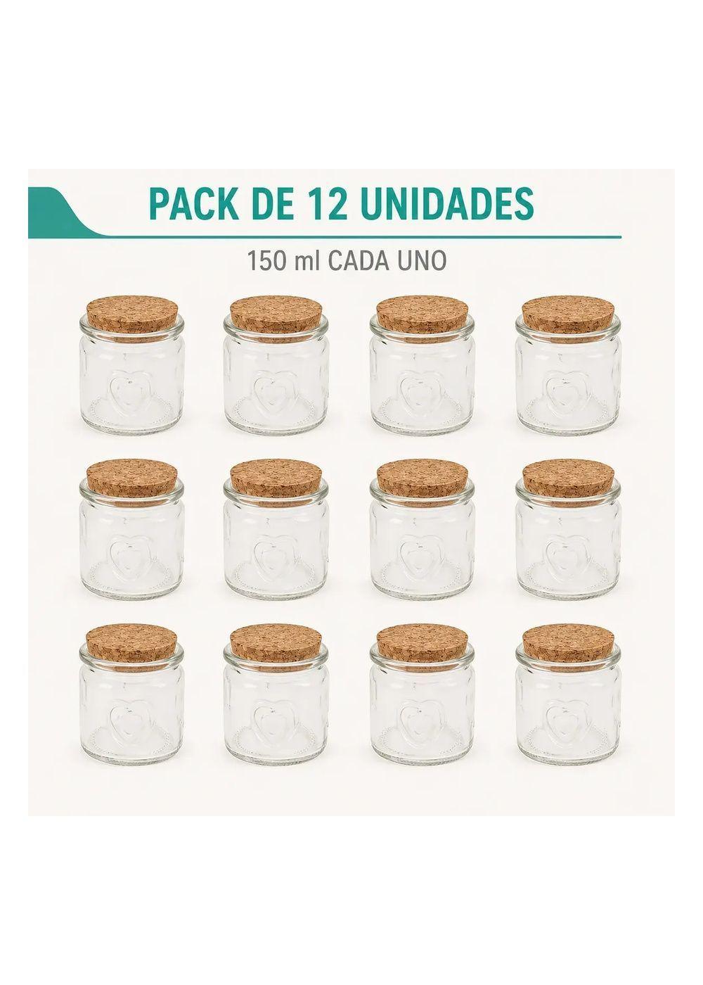 Pack 12 Frascos Vidrio 150 ml Coraz n y Corcho-2