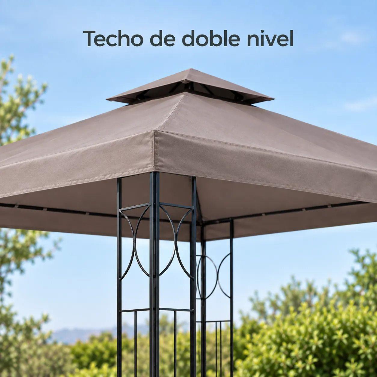 Toldo Pergola Just Home Taupe 295 x 295 x 270 cm-2