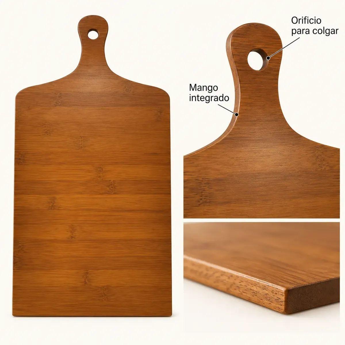 Tabla de Cocina de Madera 40 x 24 cm con Mango para Colgar-2
