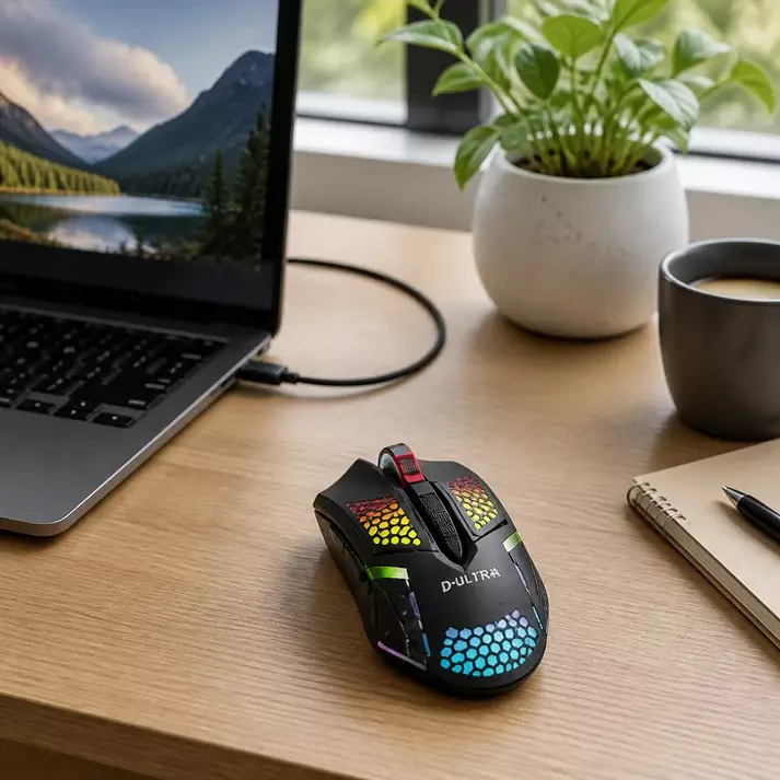 Mouse Gamer Al mbrico USB con Iluminaci n RGB Negro-3