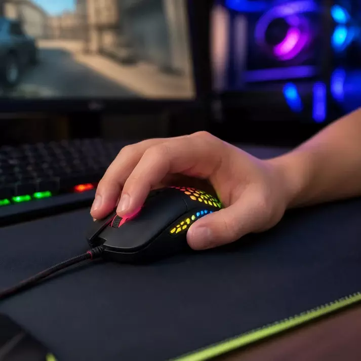 Mouse Gamer Al mbrico USB con Iluminaci n RGB Negro-4