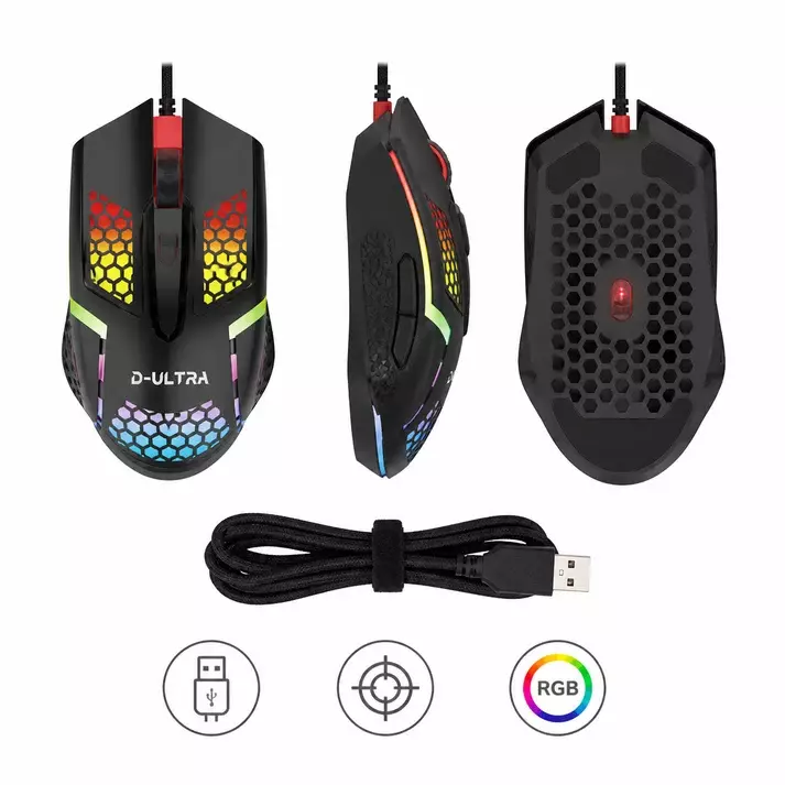 Mouse Gamer Al mbrico USB con Iluminaci n RGB Negro-5