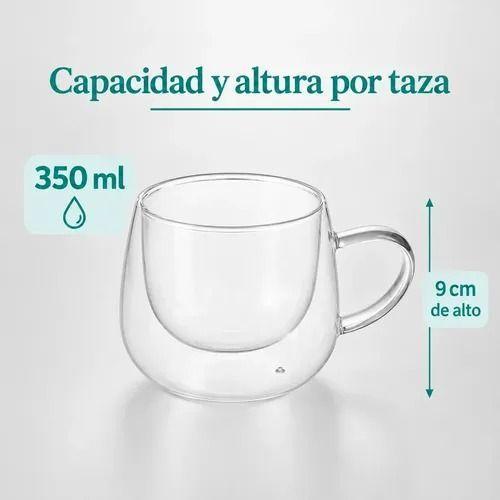 Pack 4 Tazas Vidrio Doble Pared 350 ml Transparentes-1