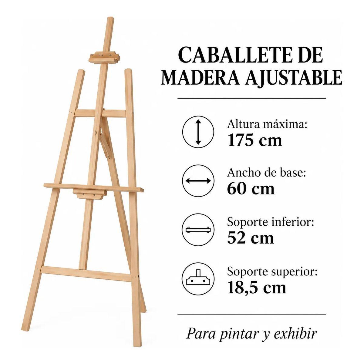 Atril Caballete de Madera Ajustable y Plegable de 175 cm-2