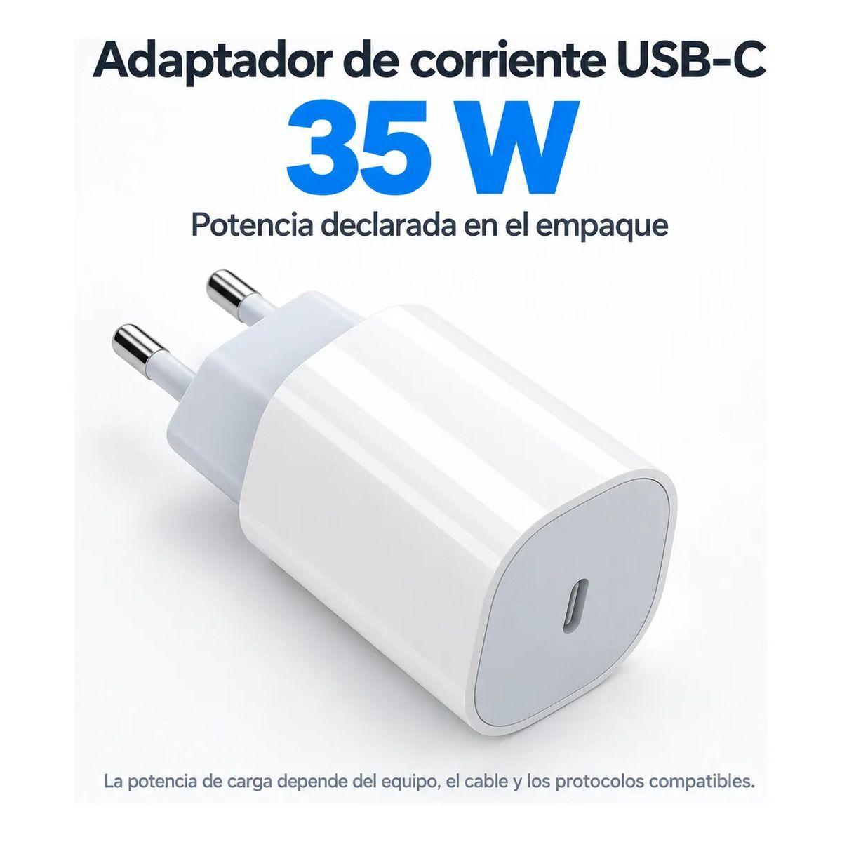Adaptador de Corriente USB C 35W Blanco Compatible con iPhone-2
