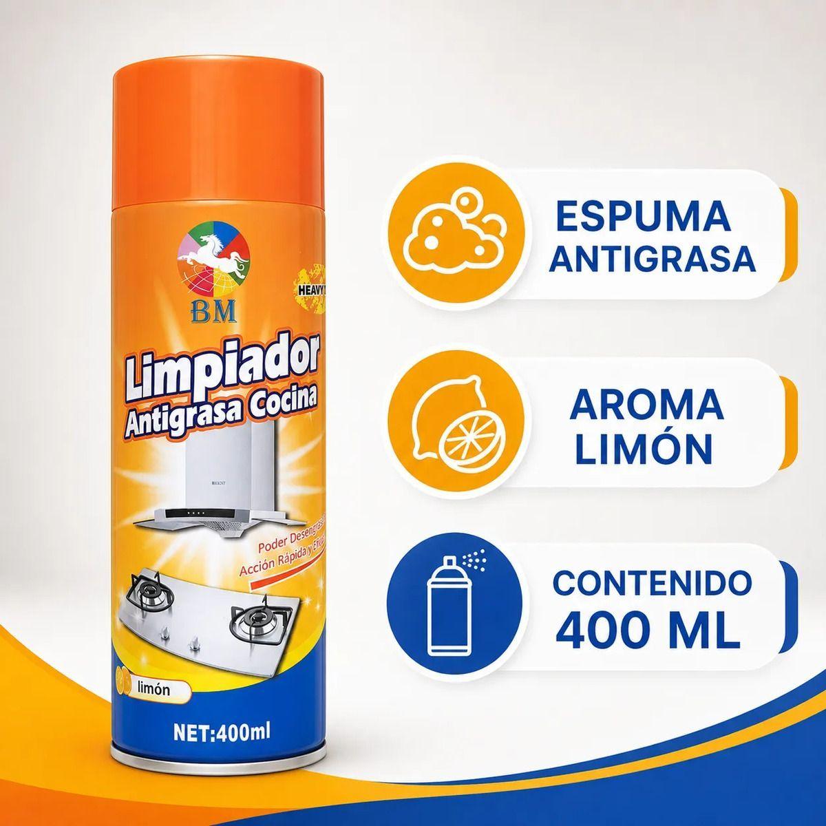Limpiador Antigrasa Cocina Aerosol Espuma 400 ml Aroma Limon-2