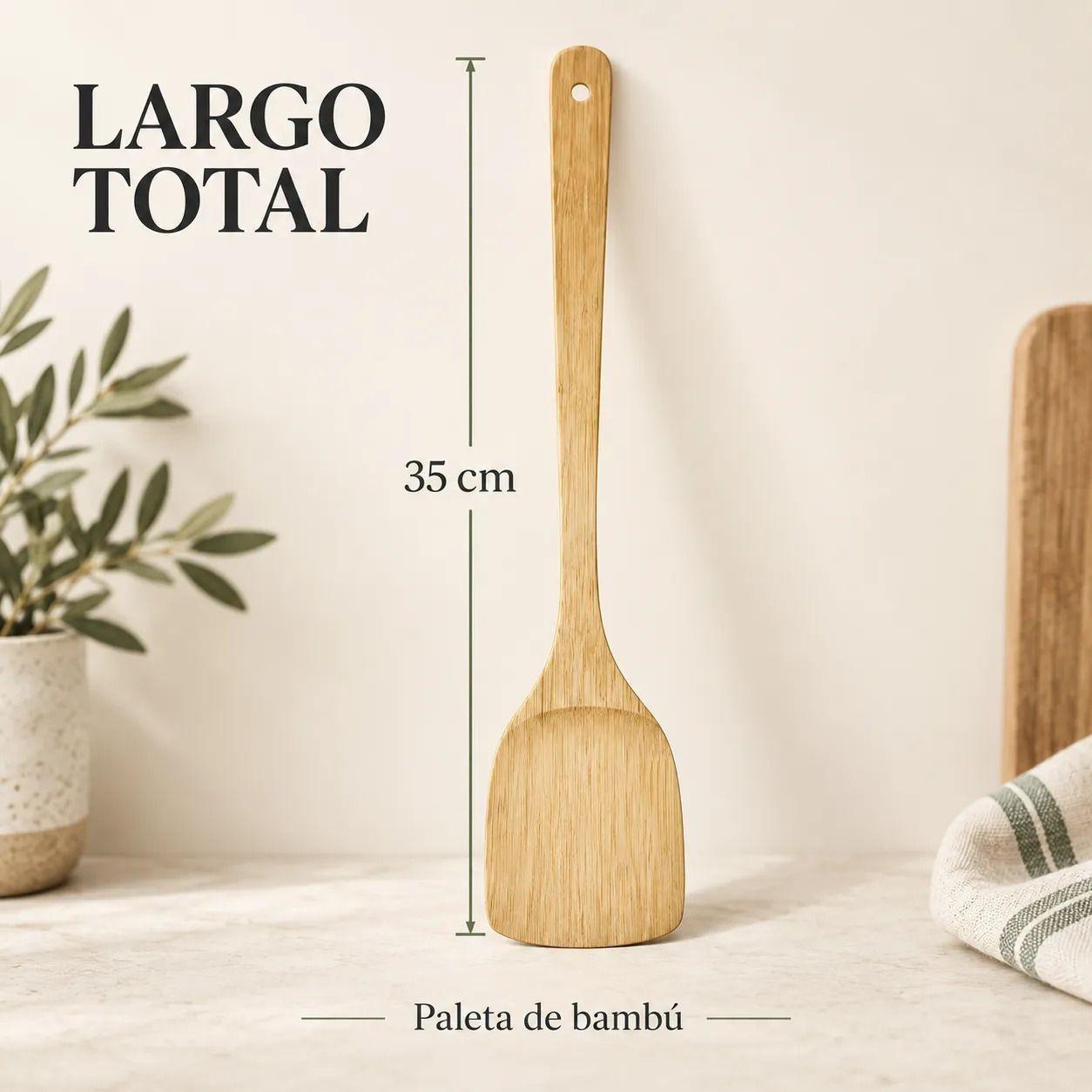 Paleta de Bambu para Cocinar 35 cm con Orificio para Colgar-1