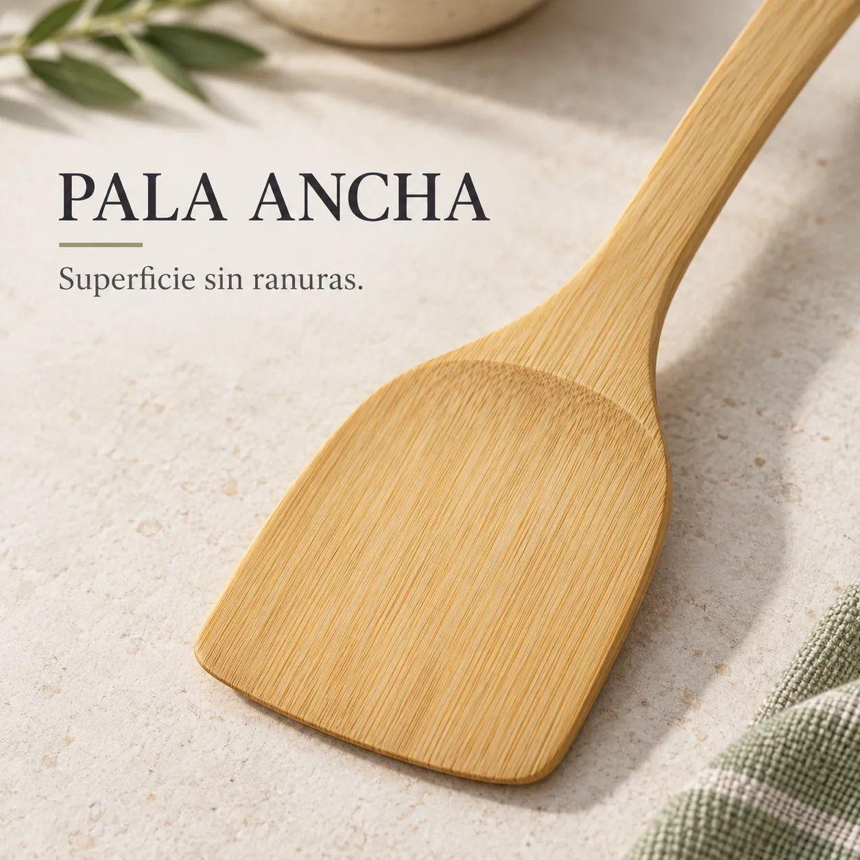 Paleta de Bambu para Cocinar 35 cm con Orificio para Colgar-2