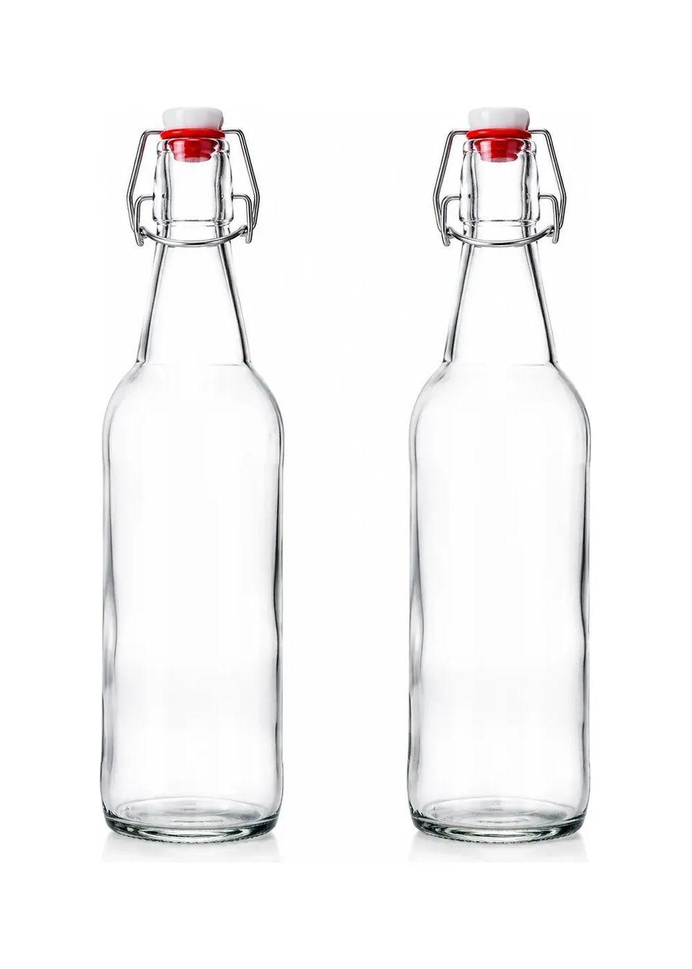 Pack 2 Botellas Vidrio 1 L con Cierre Mec nico-0