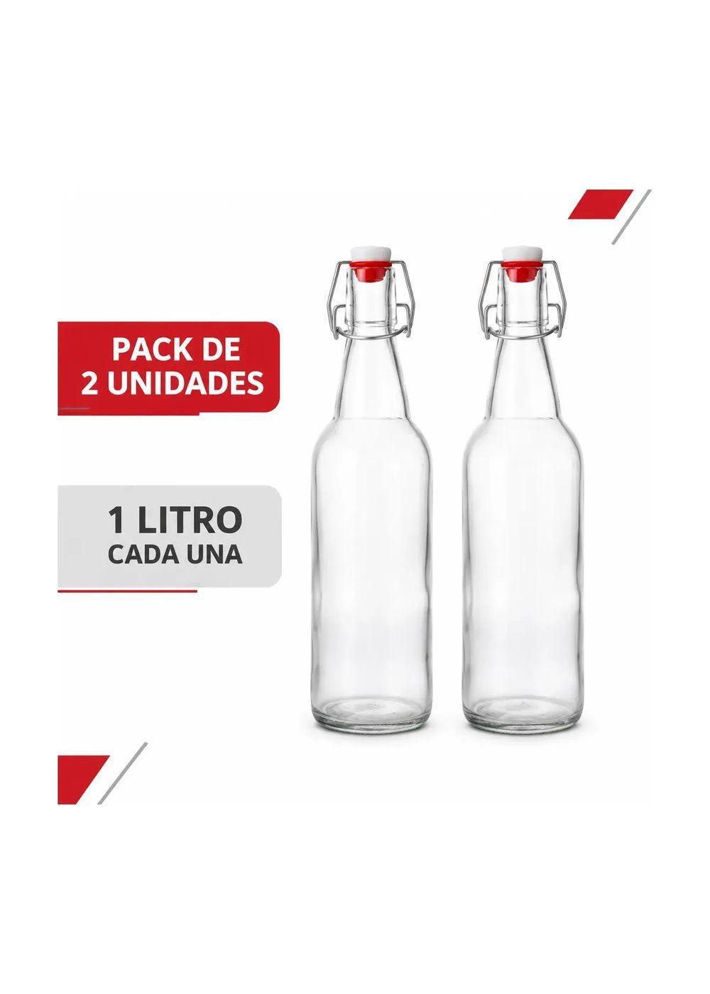 Pack 2 Botellas Vidrio 1 L con Cierre Mec nico-2