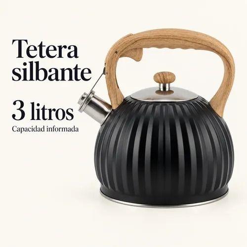 Tetera Silbante Acero Inoxidable Negra 3 Litros-1