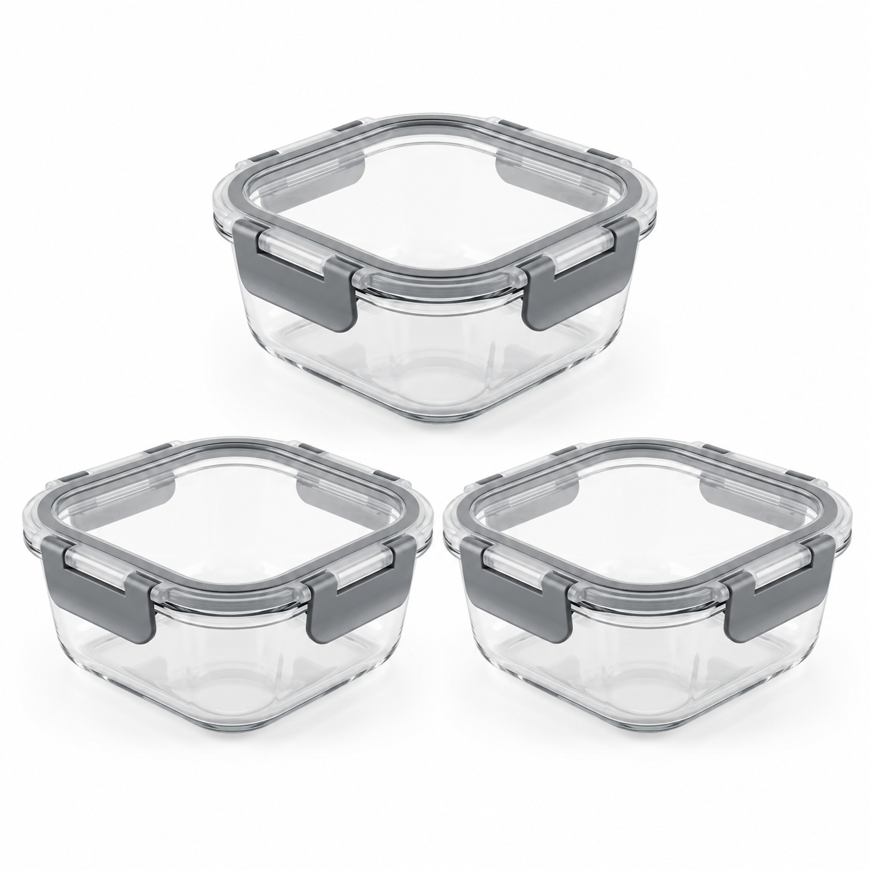 Set 3 Contenedores de Vidrio Herm ticos 520 ml-0