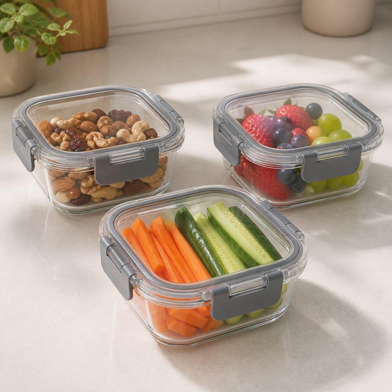 Set 3 Contenedores de Vidrio Herm ticos 520 ml-1