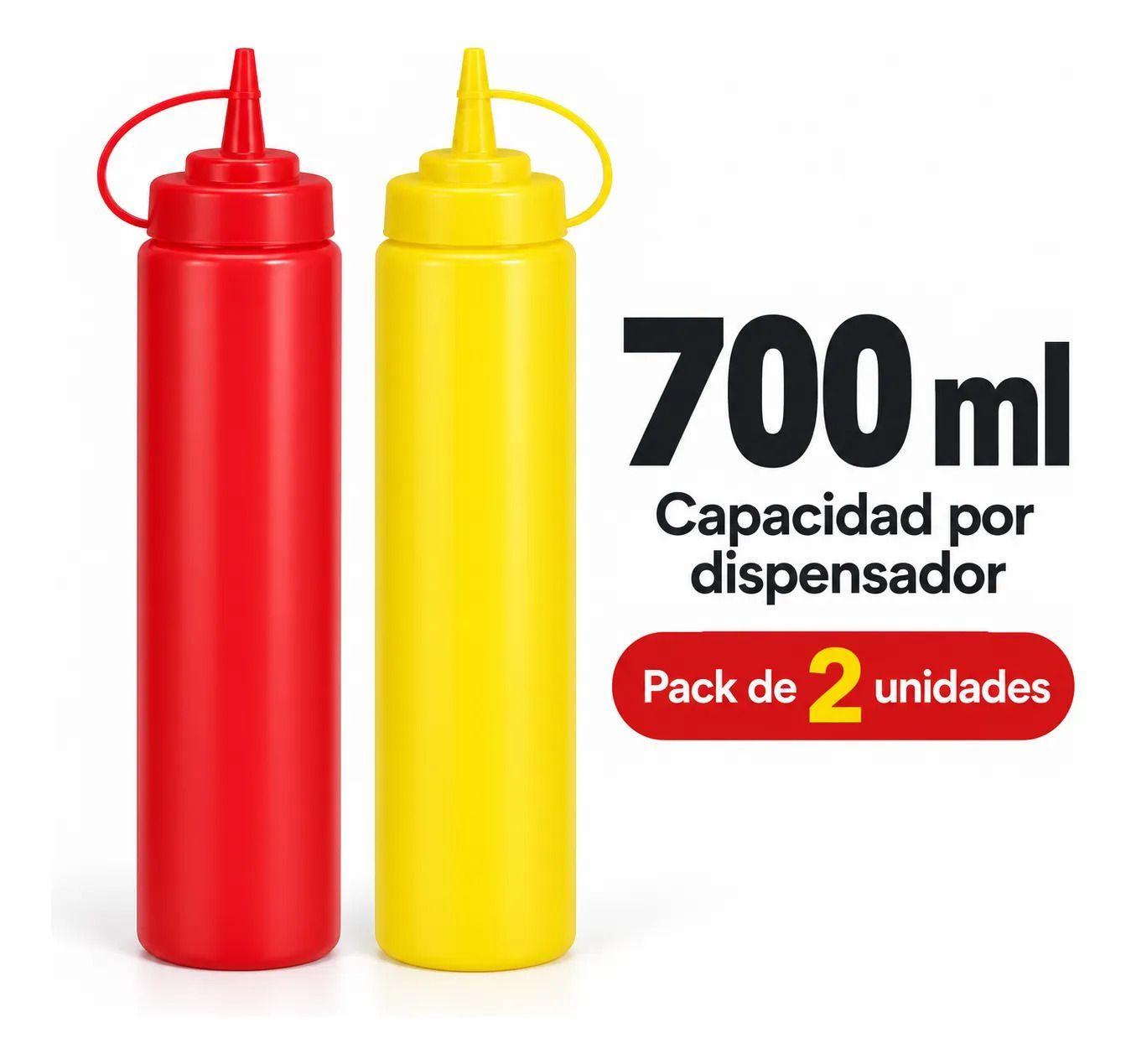 Pack 2 Dispensadores de Salsas 700 ml Rojo y Amarillo-1
