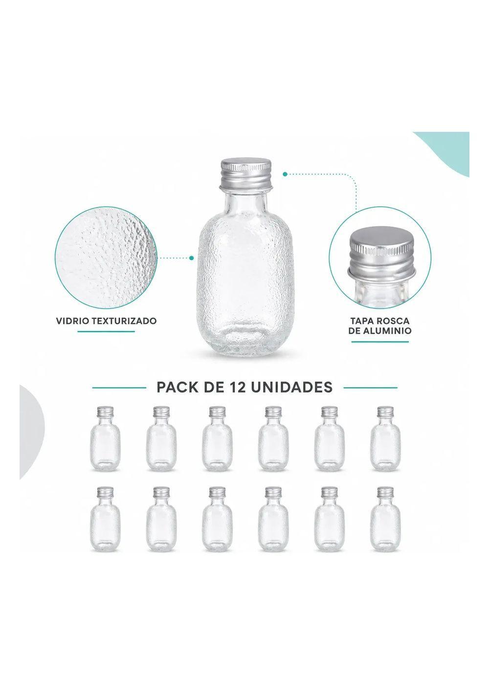 Pack 12 Botellas Vidrio Texturizado 50 ml Aluminio-2