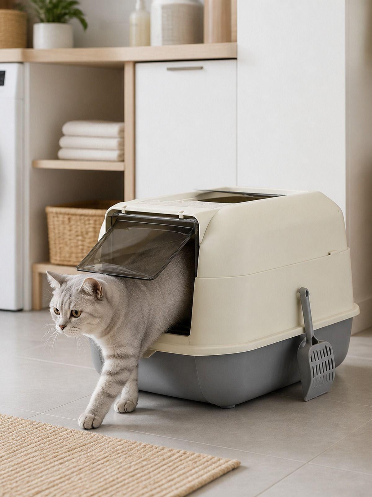 Arenero Cerrado para Gato 51x34x36 cm con Pala-1
