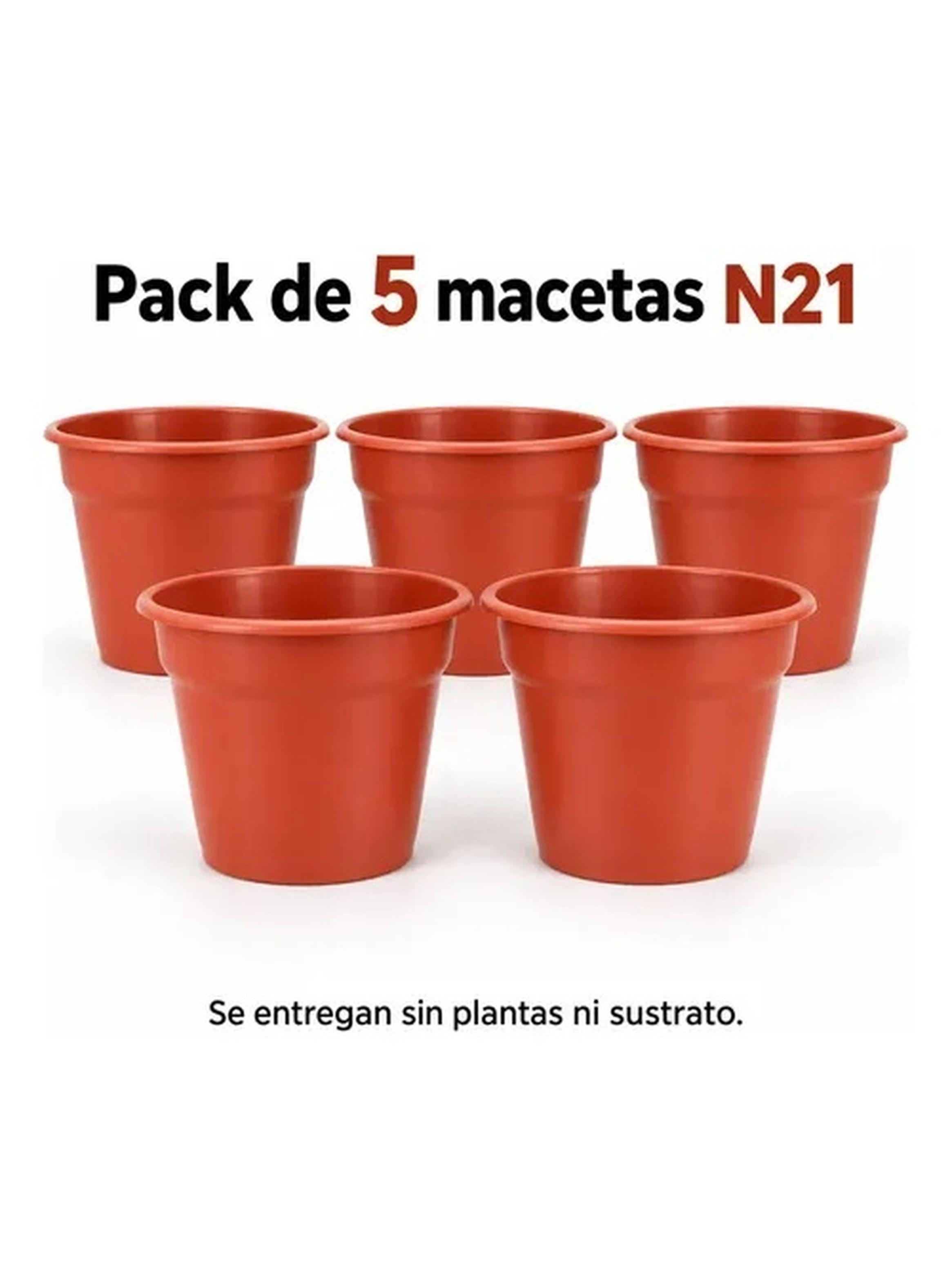 Pack 5 Maceteros de Plastico Duro N21 21 x 17 cm Terracota-2