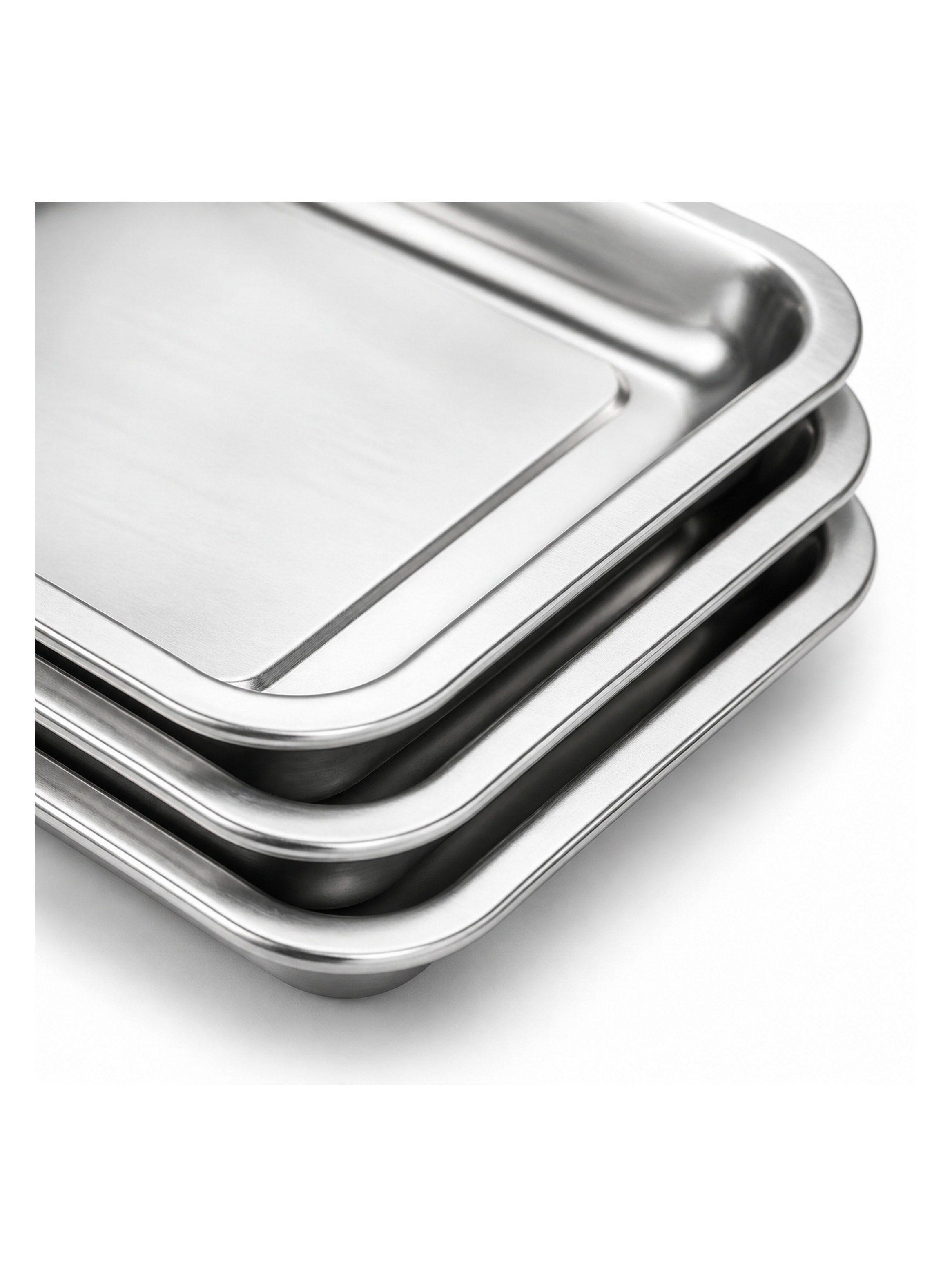 Pack 3 Bandejas Acero Inoxidable 32 x 22 cm-2