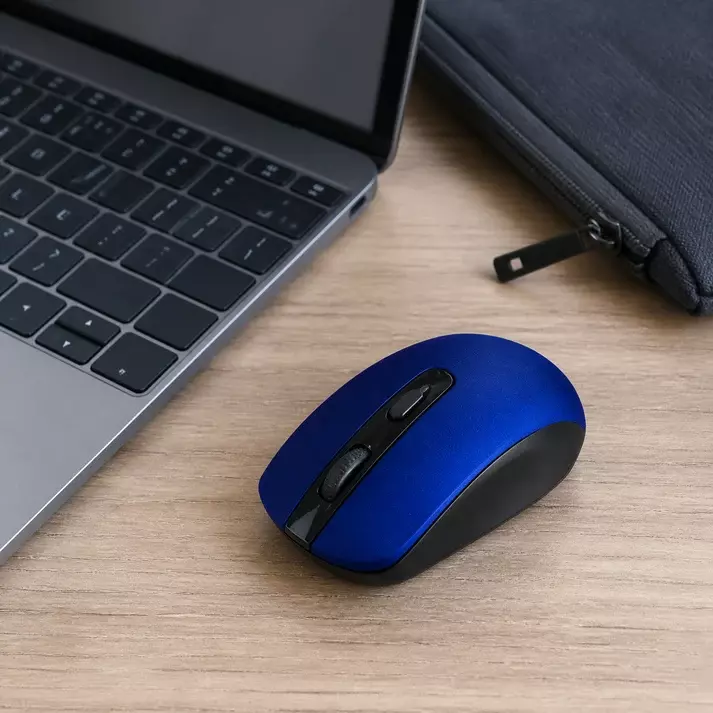 Mouse Inalambrico Ergonomico 1600 DPI Azul con Receptor USB-4