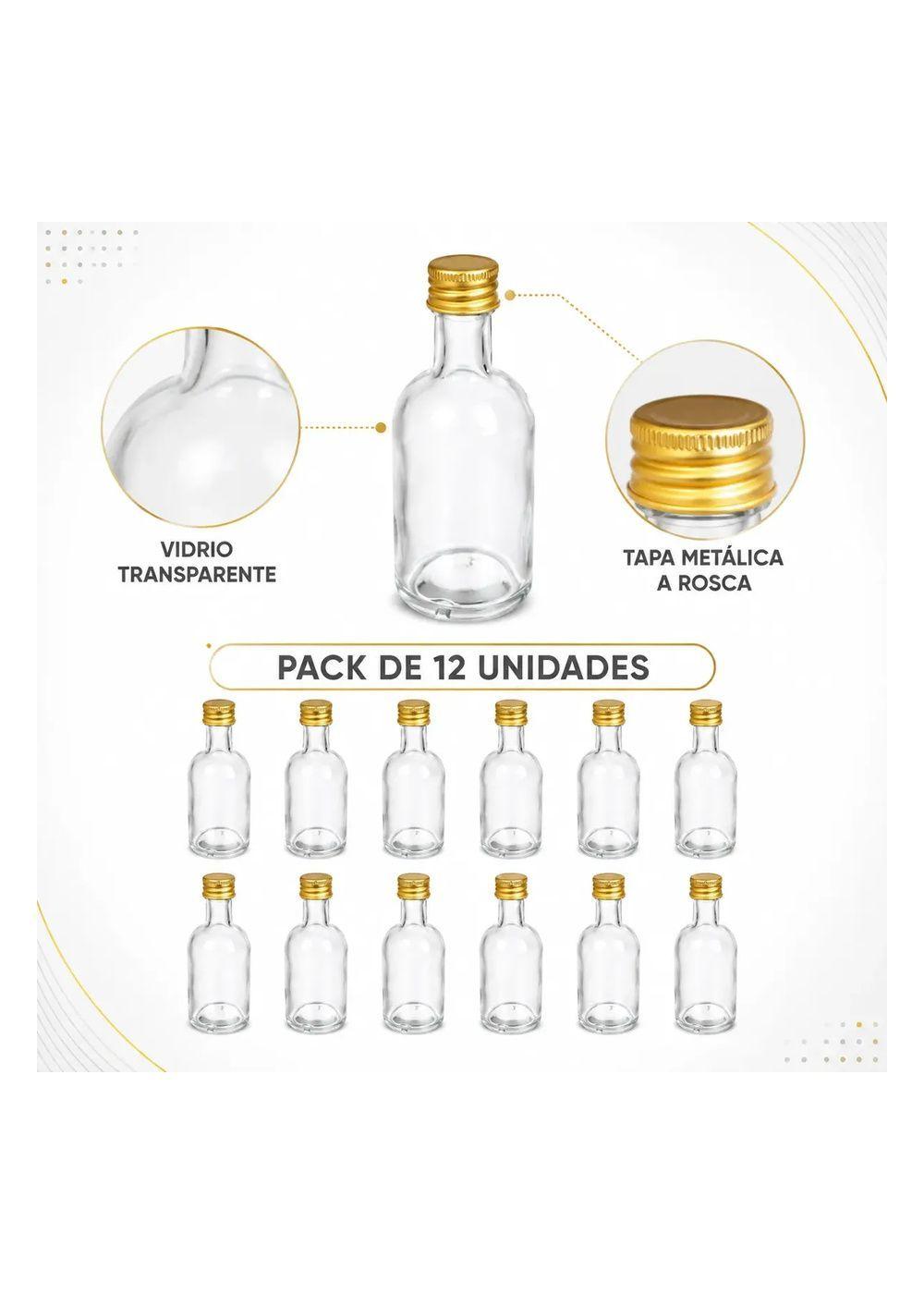 Pack 12 Mini Botellas Vidrio 50 ml Tapa Met lica-2