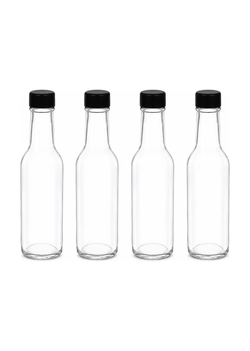 Pack 4 Botellas de Vidrio 150 ml con Tapa Negra-0