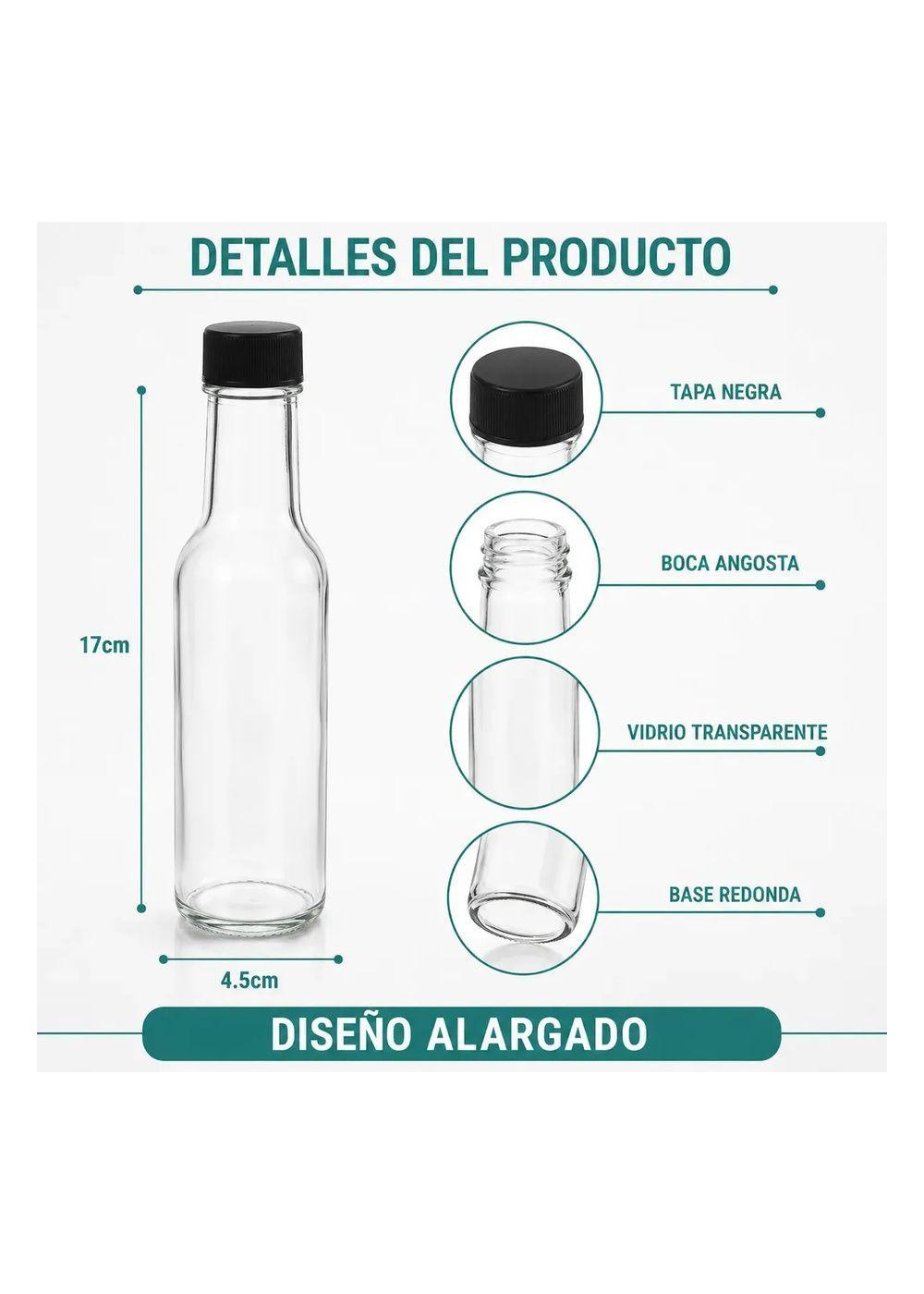 Pack 4 Botellas de Vidrio 150 ml con Tapa Negra-2