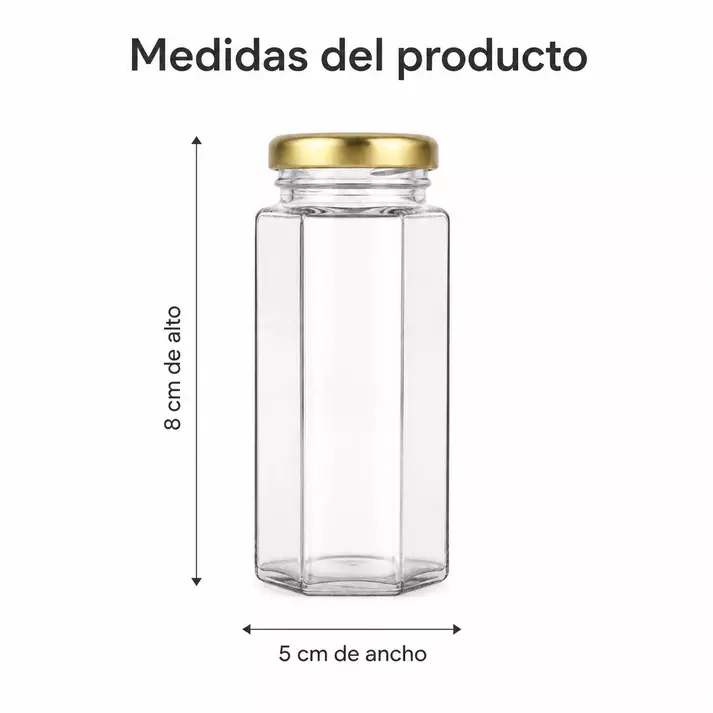 Pack 24 Frascos Hexagonales de Vidrio 100 ml con Tapa-2