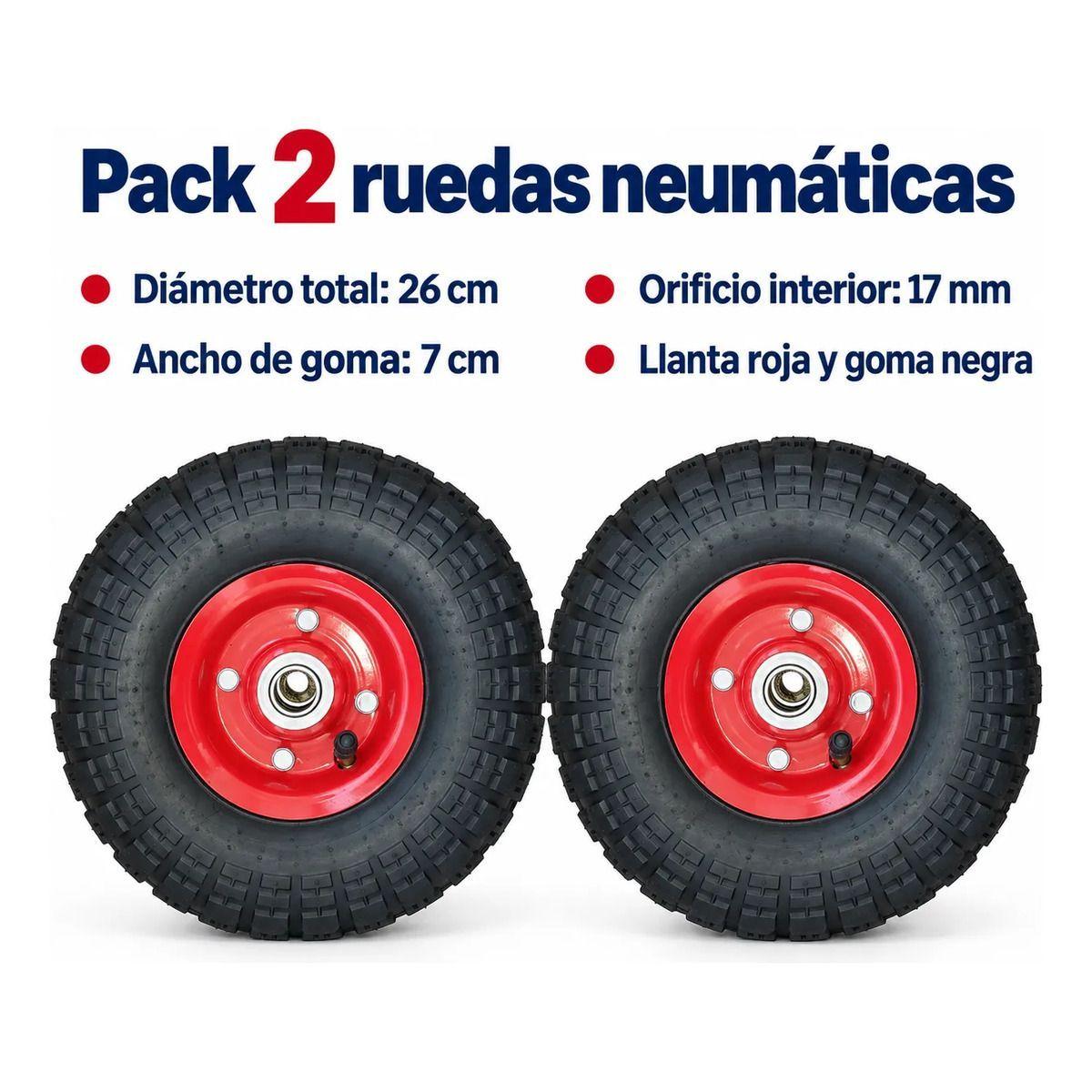 Pack de 2 Ruedas Inflables para Carro 26 cm Llanta Roja-2