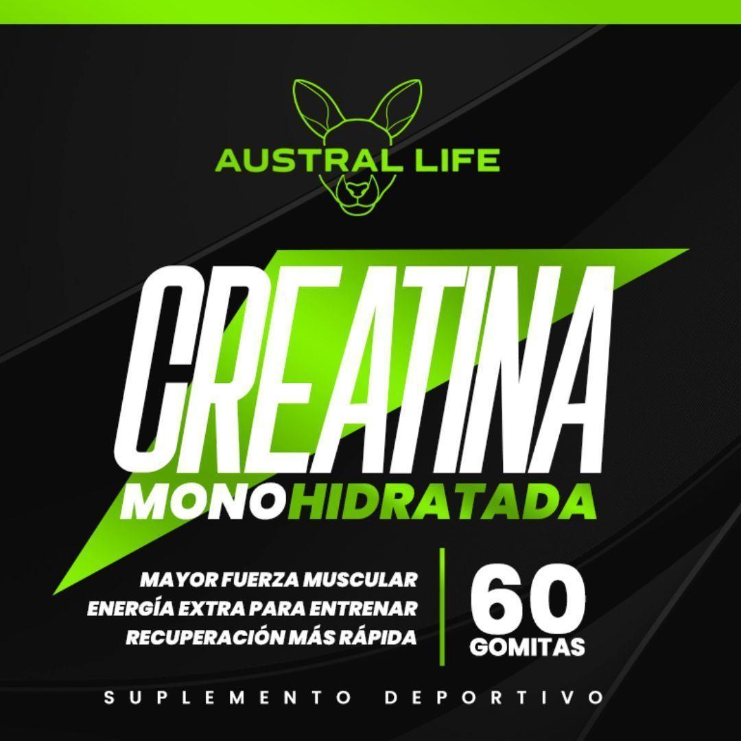 Creatina Monohidratada 5000mg Sabor Manzana 60 Gummies Austral Life-1
