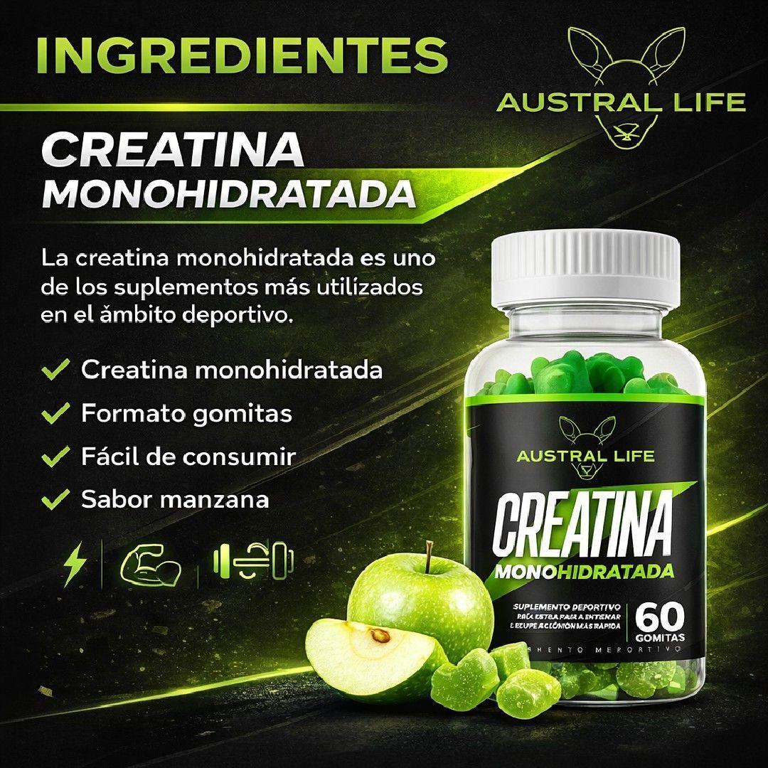 Creatina Monohidratada 5000mg Sabor Manzana 60 Gummies Austral Life-4