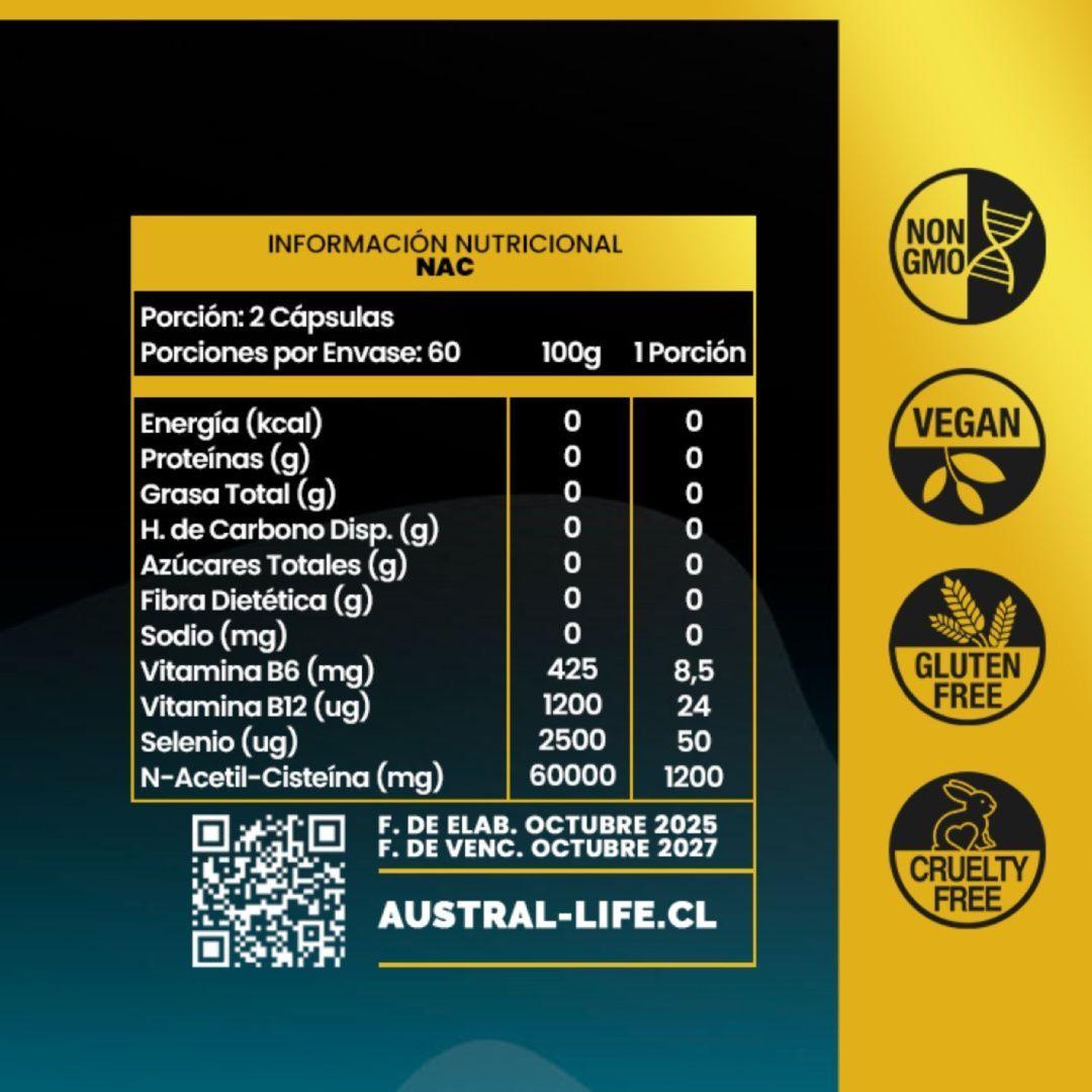 N-Acetil Cisteína (NAC) + Vitamina B – 120 Cápsulas-2