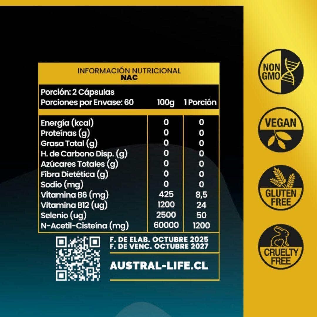N-Acetil Cisteína (NAC) + Vitamina B – 120 Cápsulas-2