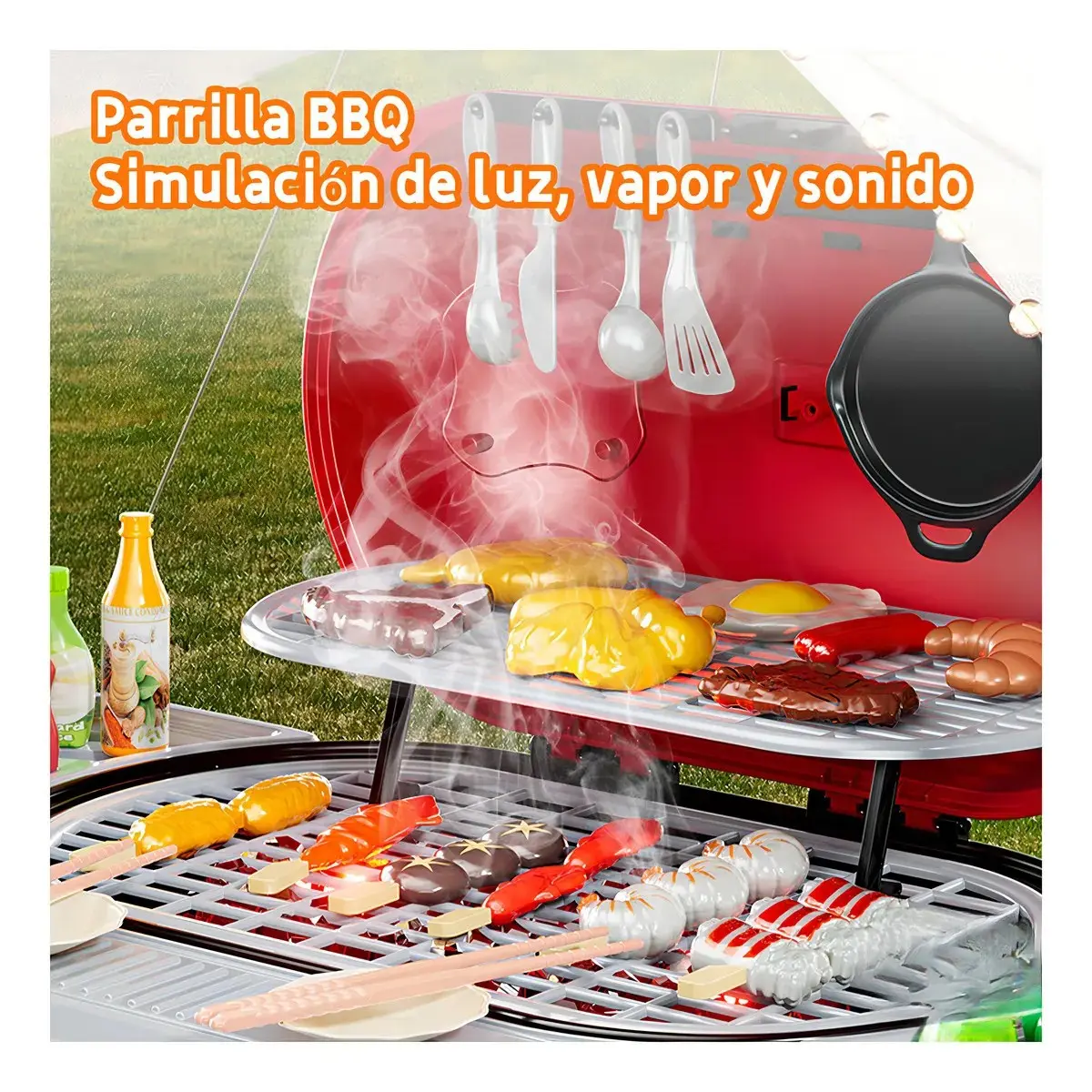 Parrilla Juguete 68 Piezas Con Luz Sonido Vapor Para Ninos-3