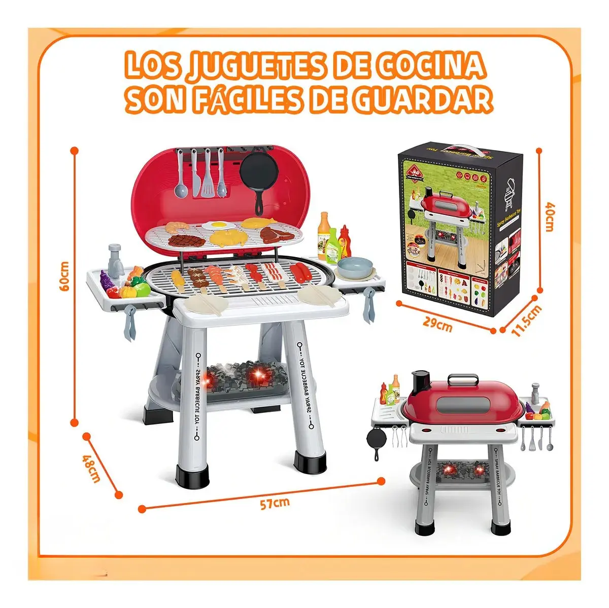Parrilla Juguete 68 Piezas Con Luz Sonido Vapor Para Ninos-5