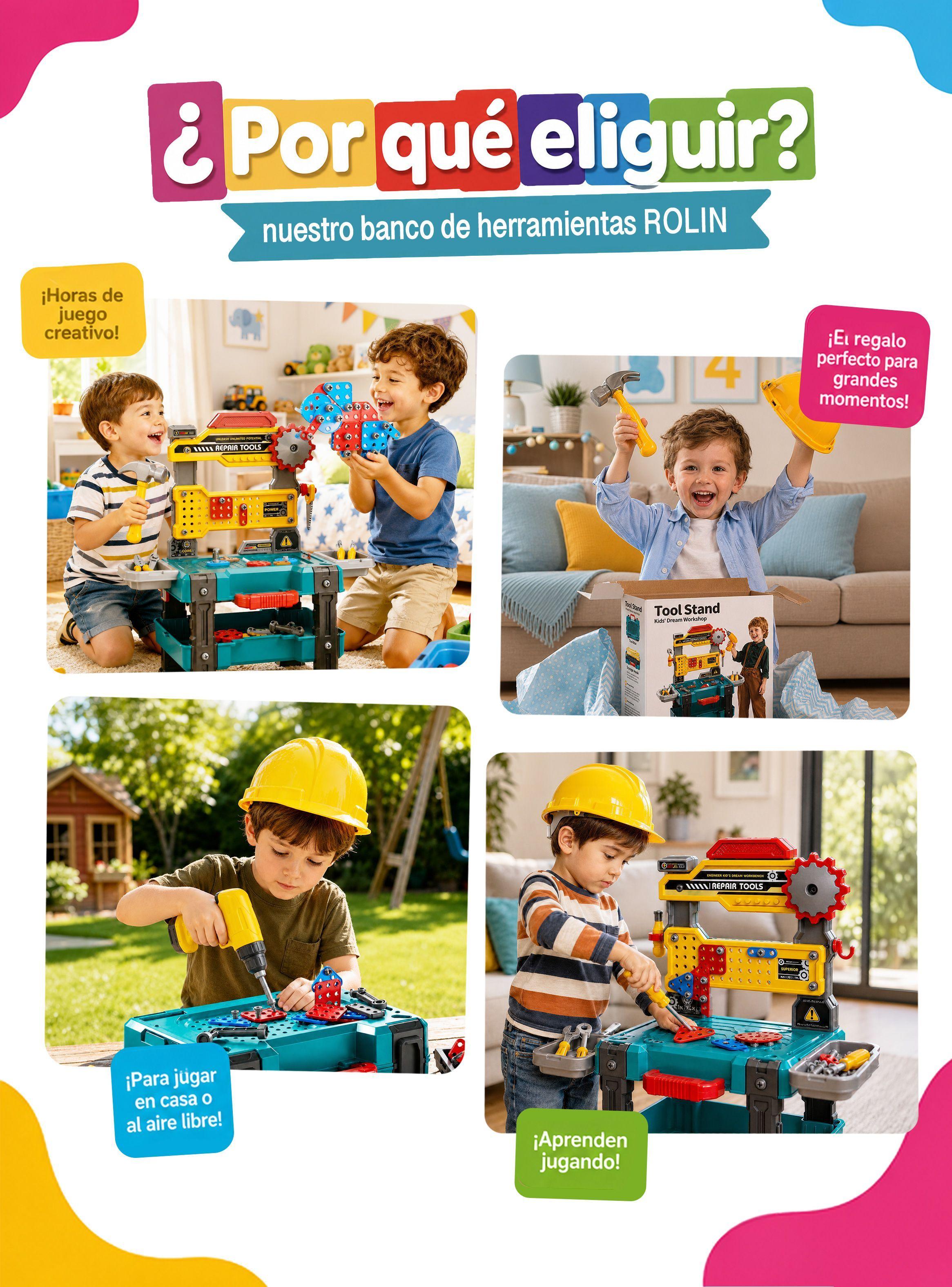 Juego Banco Herramientas Rolin 155 Piezas Con Taladro Electrico Y Maletin Juguete-1