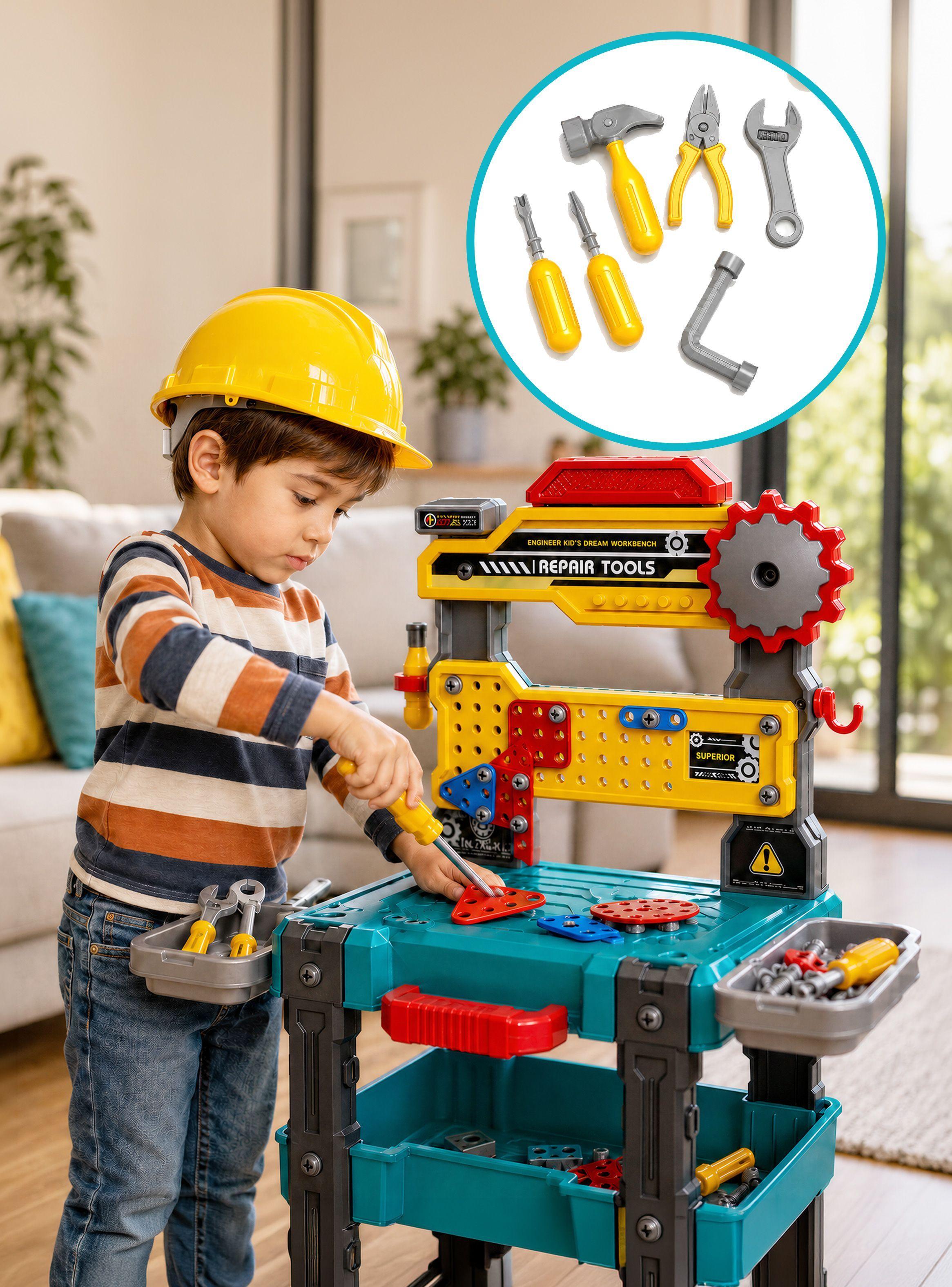 Juego Banco Herramientas Rolin 155 Piezas Con Taladro Electrico Y Maletin Juguete-5