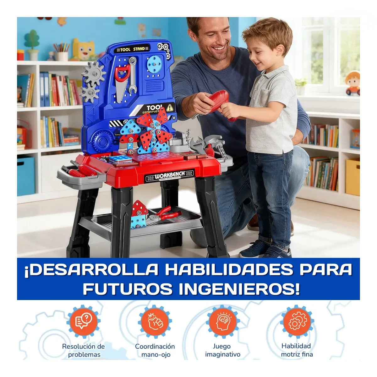 Juego Banco Herramientas Con Taladro Juguete 144 Piezas-2