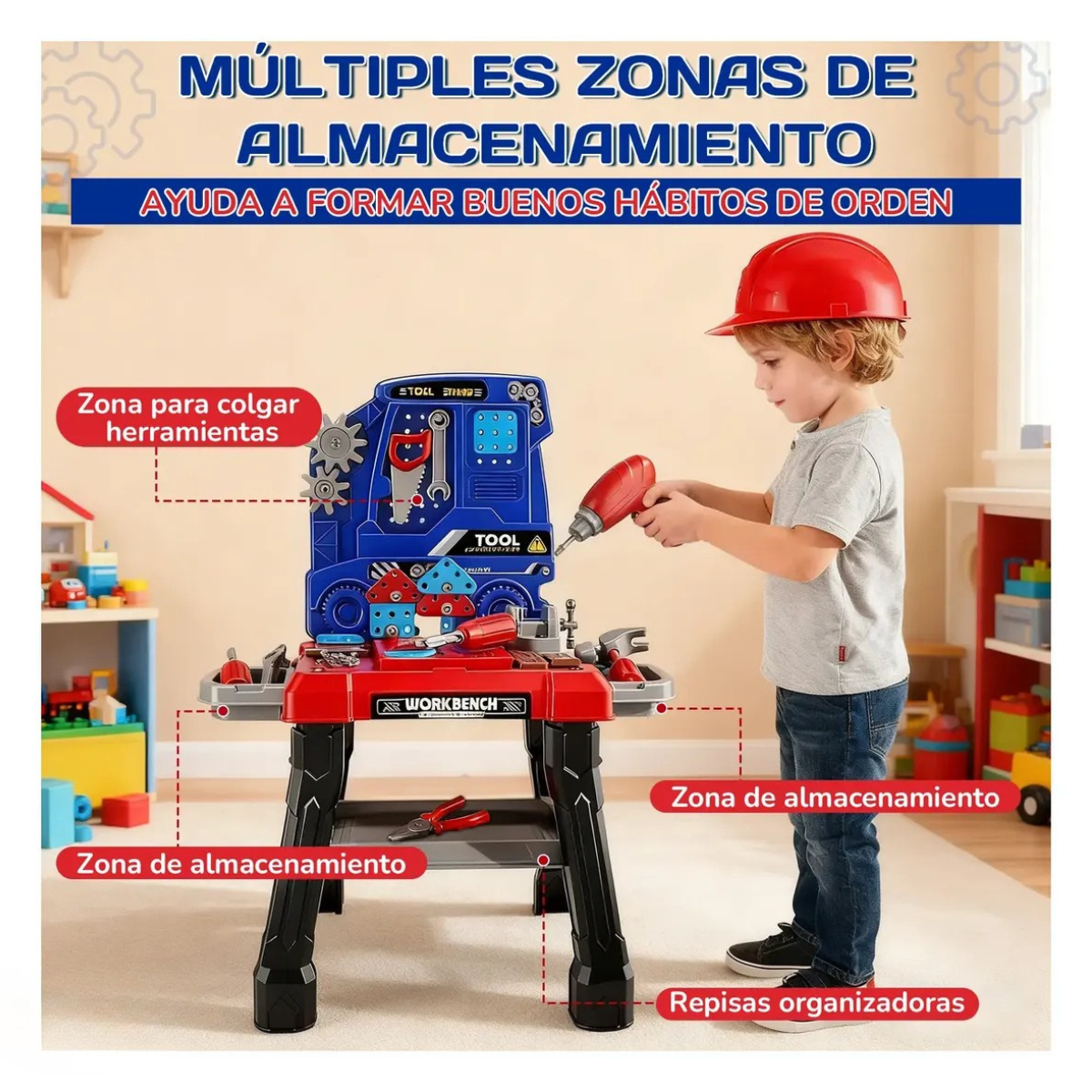Juego Banco Herramientas Con Taladro Juguete 144 Piezas-4