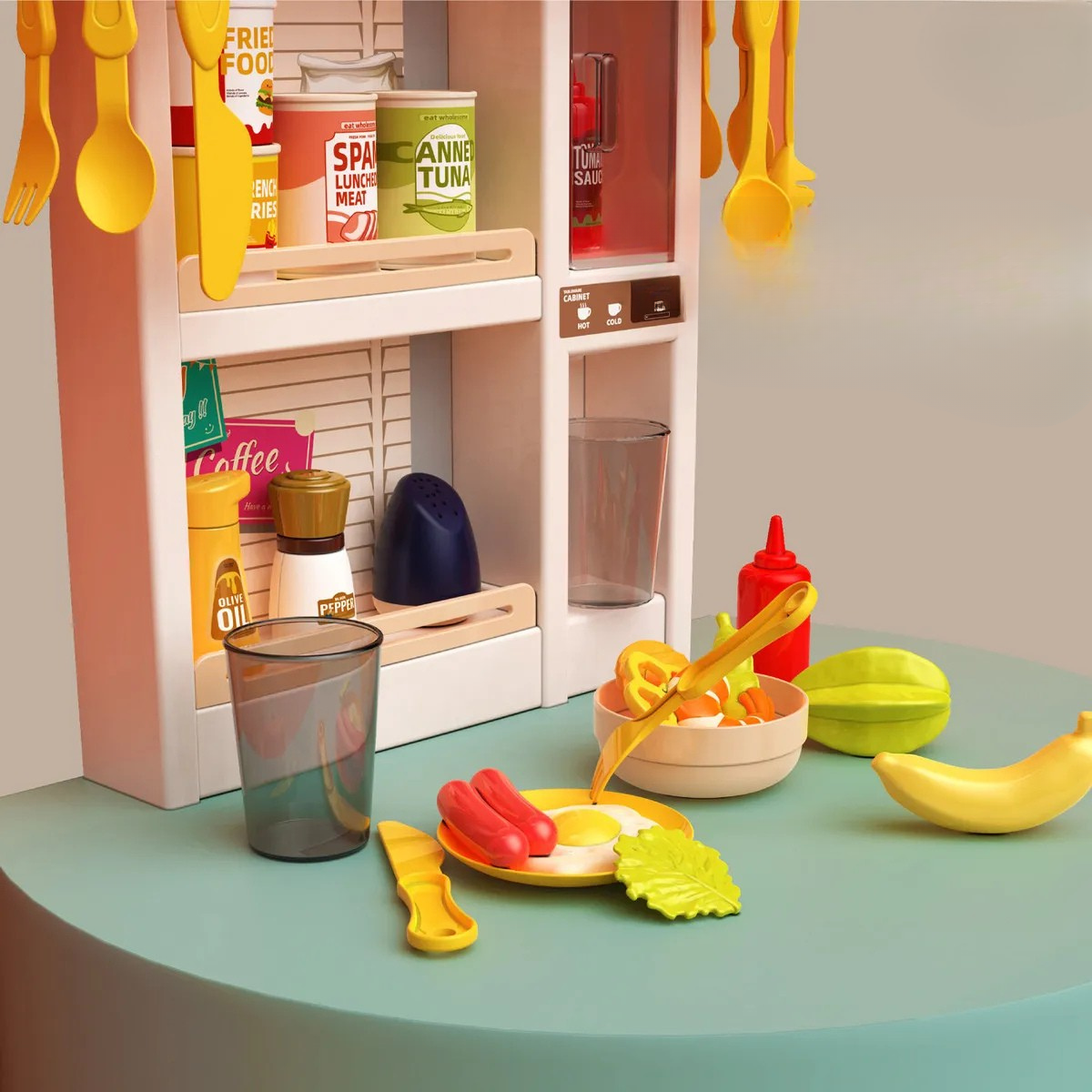 Cocina Juguete Grande 78cm 50piezas Luces Sonido Vapor Rosa-2