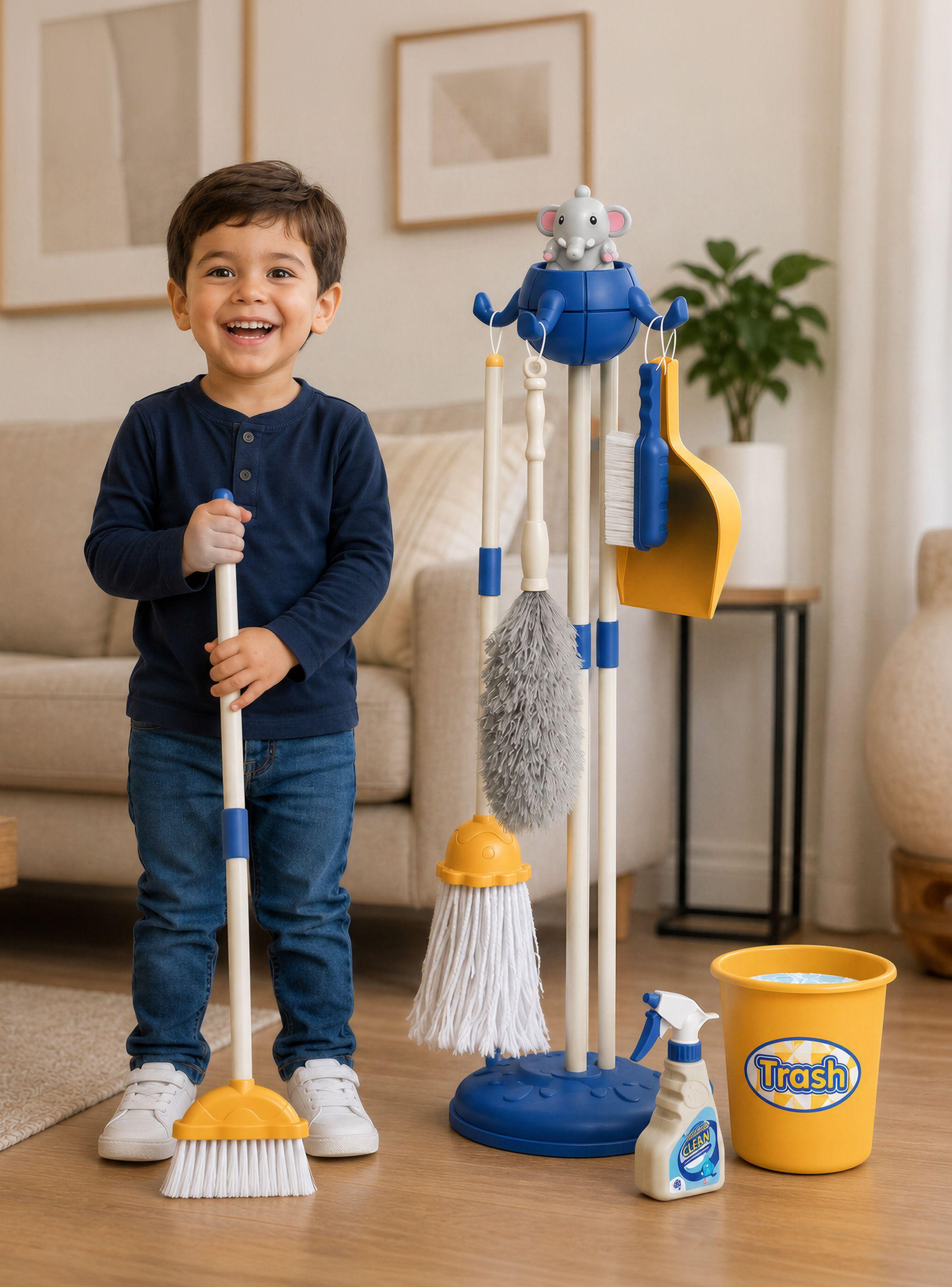 Juguete Set Aseo Limpieza Para Ni os Didactico con 11 accesorios Azul Rolin-5