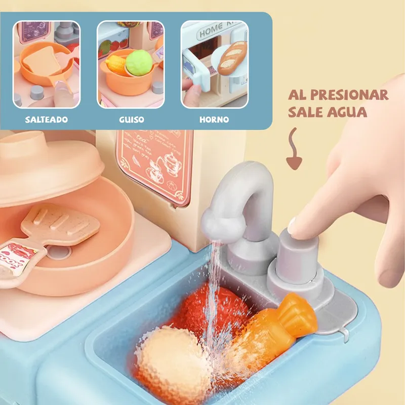 Cocina Juguete Kitchen 32pcs Juego De Ninas Ninos Celeste-2
