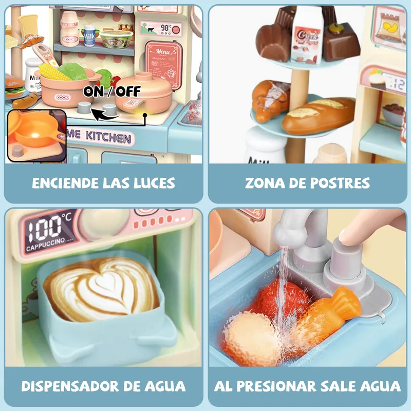 Cocina Juguete Kitchen 32pcs Juego De Ninas Ninos Celeste-3