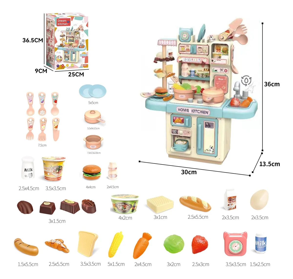 Cocina Juguete Kitchen 32pcs Juego De Ninas Ninos Celeste-4