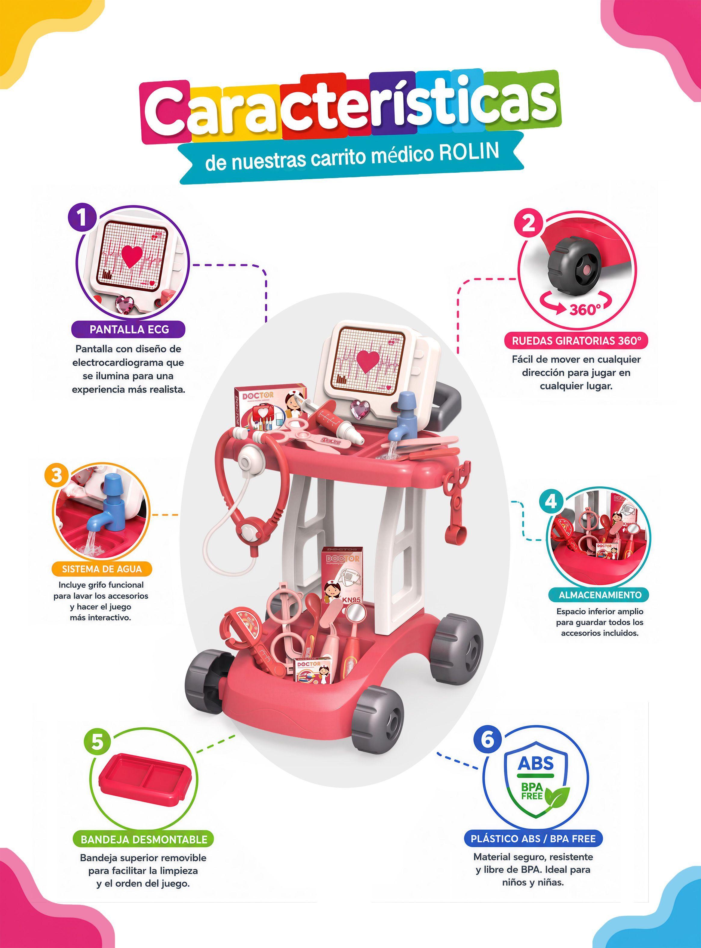 Juguete Carrito M dico Juego Doctor Ni os Luz Agua Sonido 14 Accesorios Rolin-3
