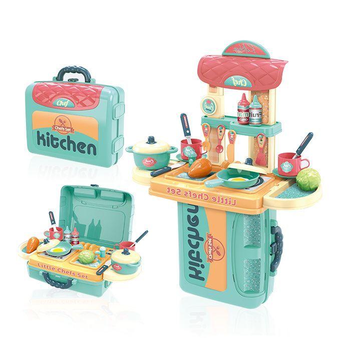 Cocina De Juguete Little Chef 3en1 Azul Rolin-0