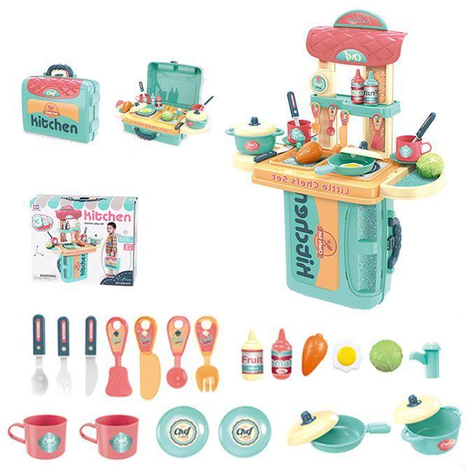 Cocina De Juguete Little Chef 3en1 Azul Rolin-1