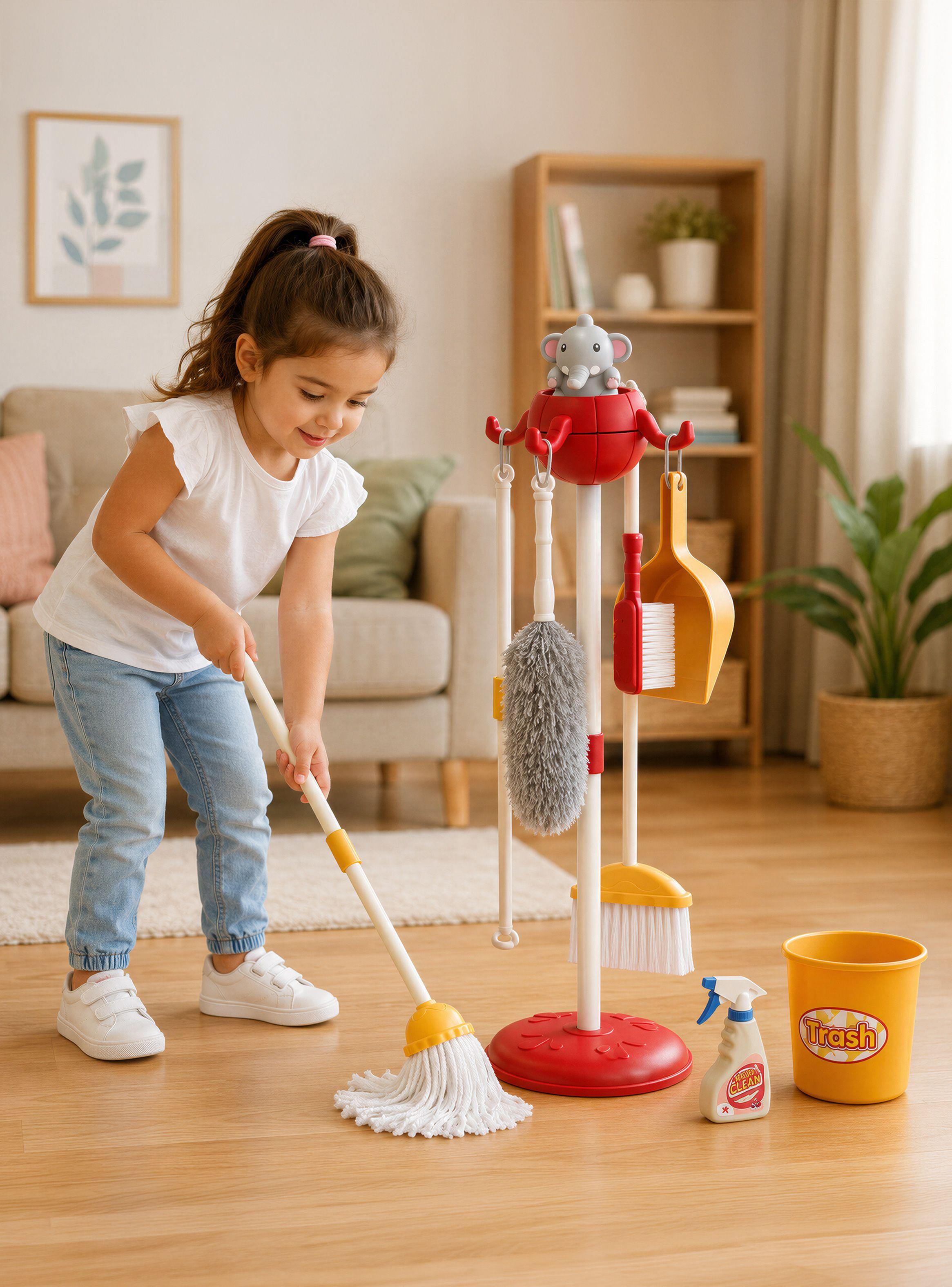 Set De Aseo Juguete De Limpieza Para Nios Didactico con 11 accesorios Rosado Rolin-5
